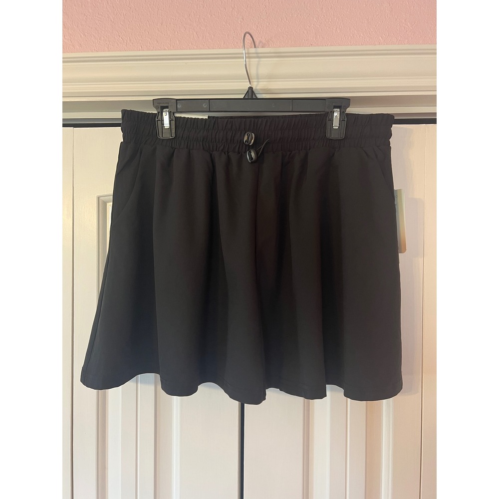 Palm Rio Womens Black Active Skort Elastic Waist Toggle Drawstring CT4140W 1X